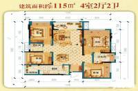 广安未来城4室2厅2卫115㎡户型图