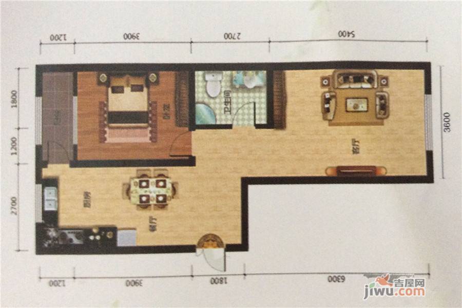 民安家园1室2厅1卫75.2㎡户型图