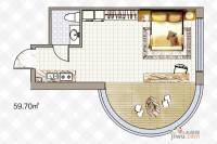 途家斯维登度假公寓1室1厅1卫59.7㎡户型图
