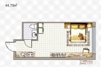 途家斯维登度假公寓1室1厅1卫44.8㎡户型图