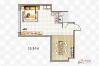 途家斯维登度假公寓2室1厅1卫69.3㎡户型图