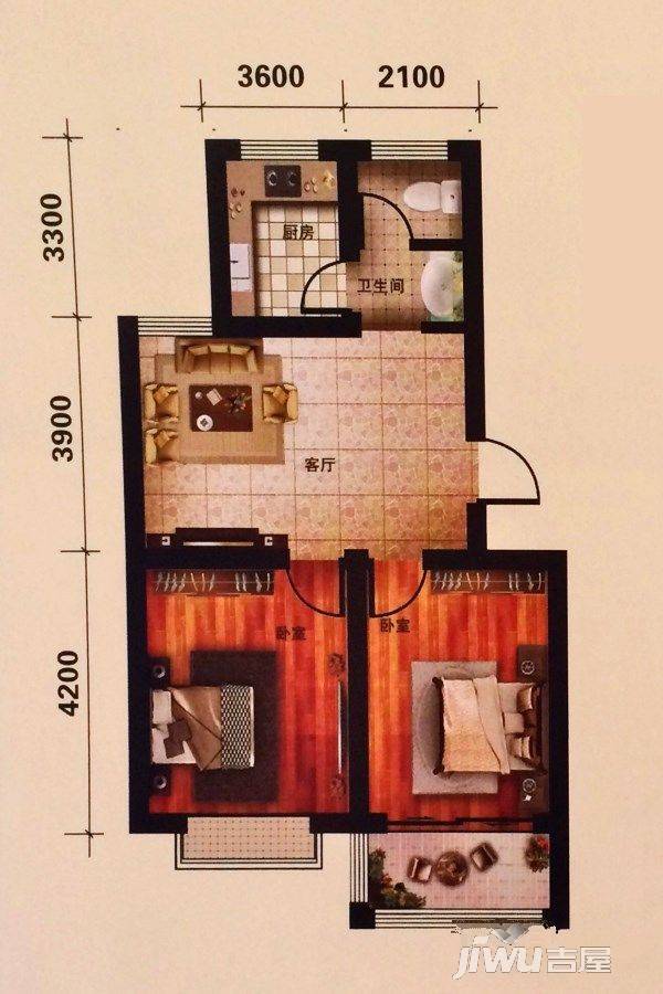 星合康桥馨城3室2厅1卫79㎡户型图