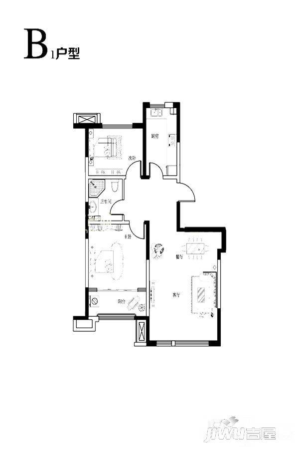 城嘉梓童家园2室2厅1卫97.6㎡户型图