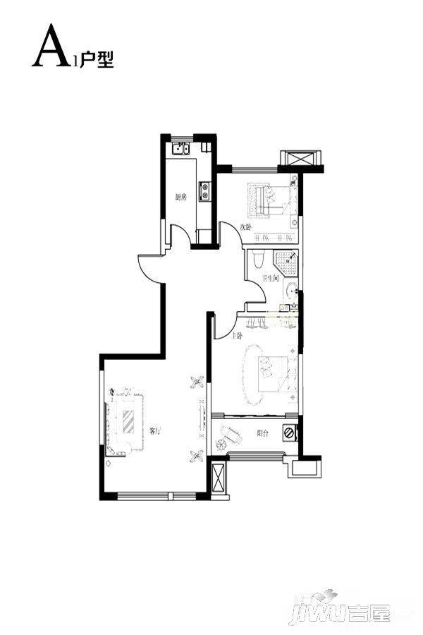 城嘉梓童家园2室2厅1卫93.6㎡户型图