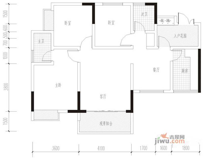开江·锦绣园3室2厅2卫109㎡户型图