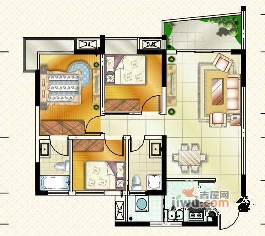 悦城逸景普通住宅89.7㎡户型图