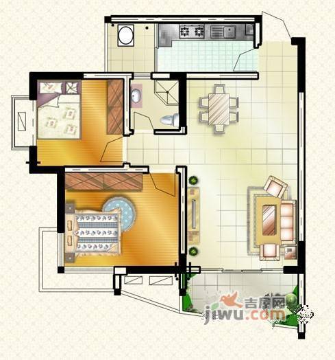 悦城逸景普通住宅74.5㎡户型图