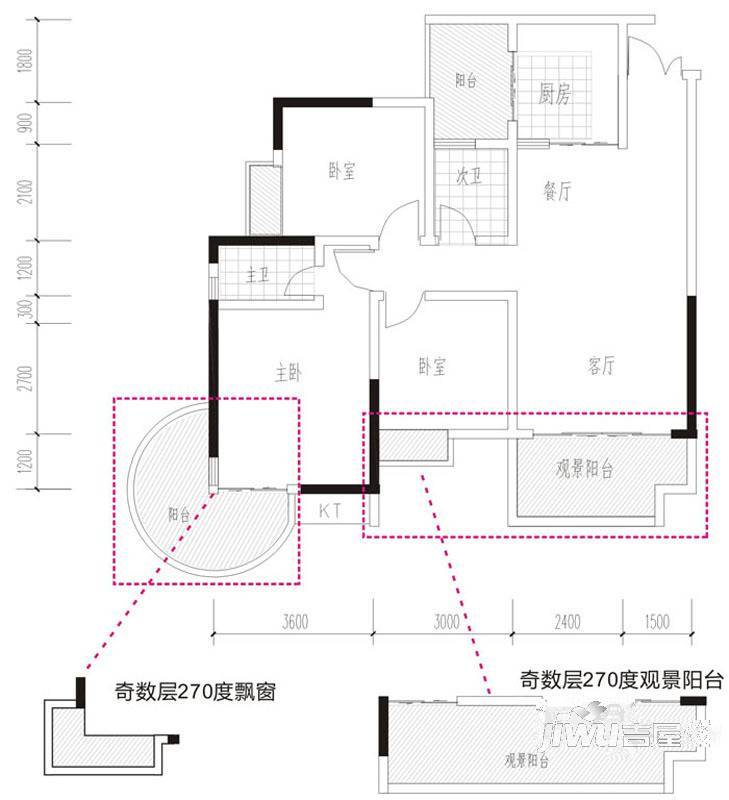 开江·锦绣园3室2厅2卫108.2㎡户型图