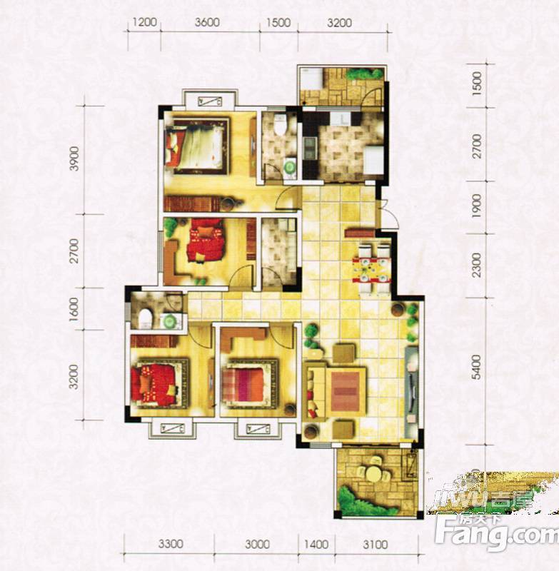 橄榄新城4室2厅2卫138㎡户型图