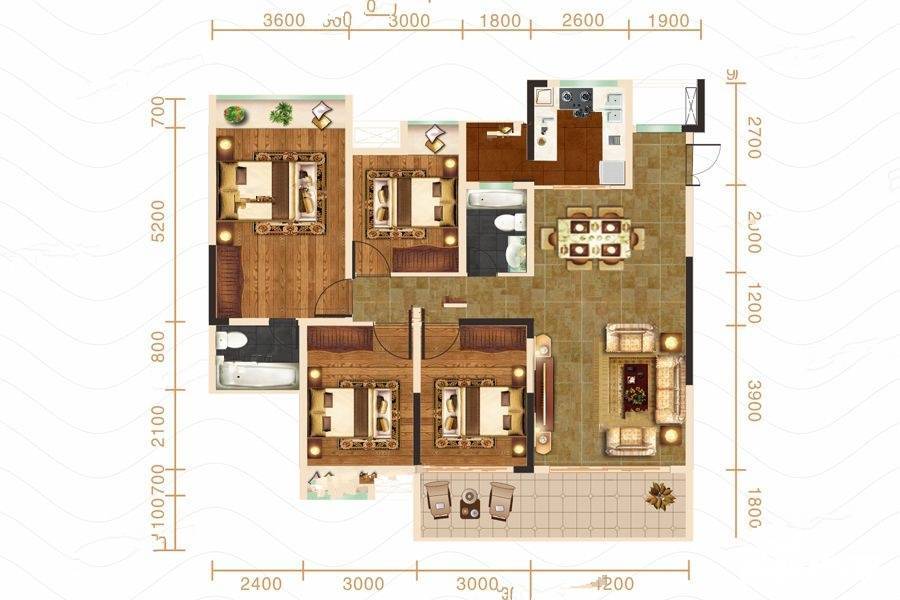 澜湖郡4室2厅1卫126.1㎡户型图