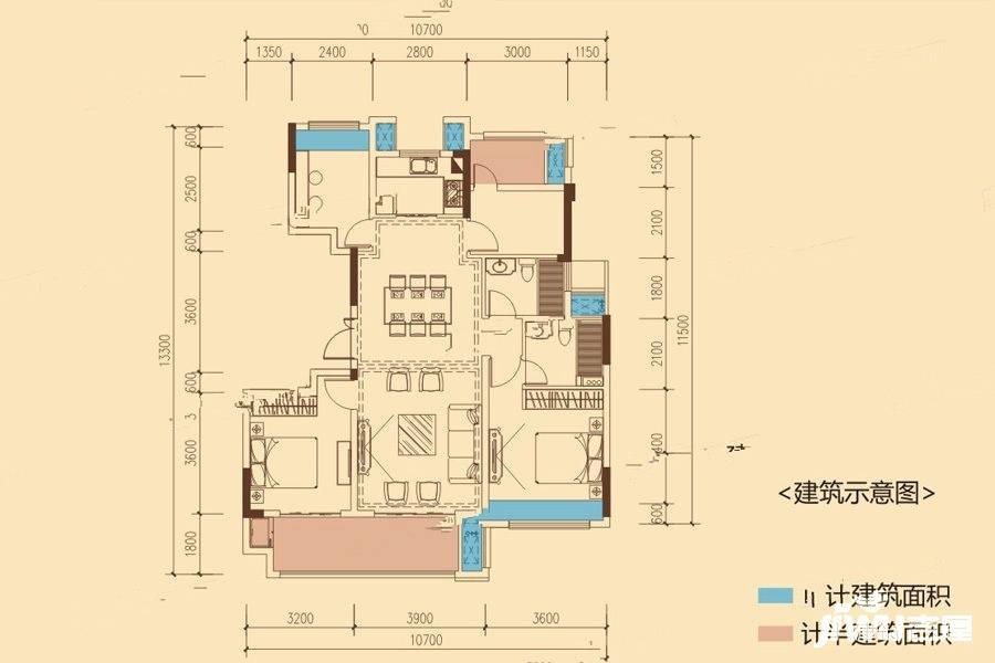 中梁首府4室2厅2卫118㎡户型图