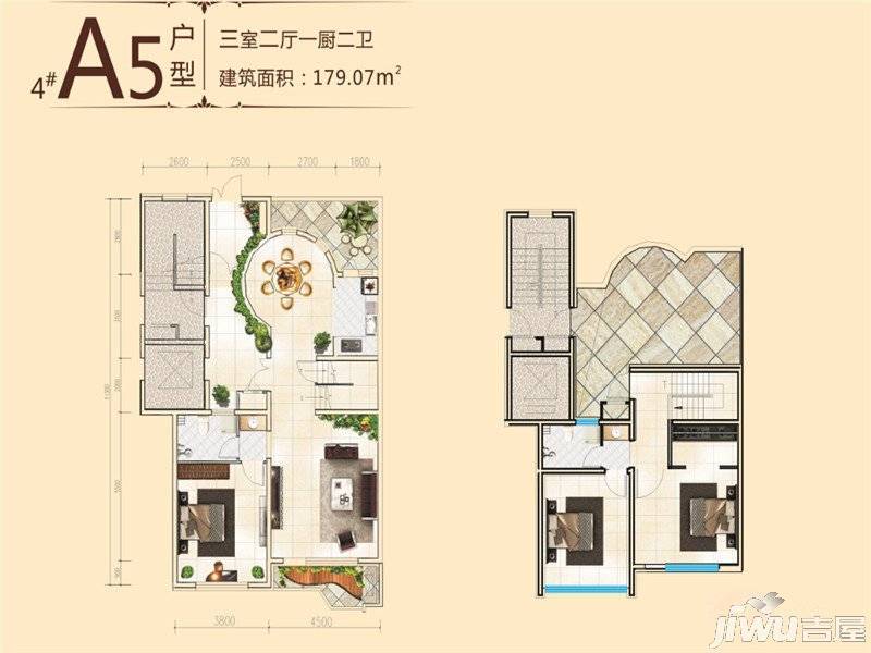 浦江花园3室2厅2卫170㎡户型图