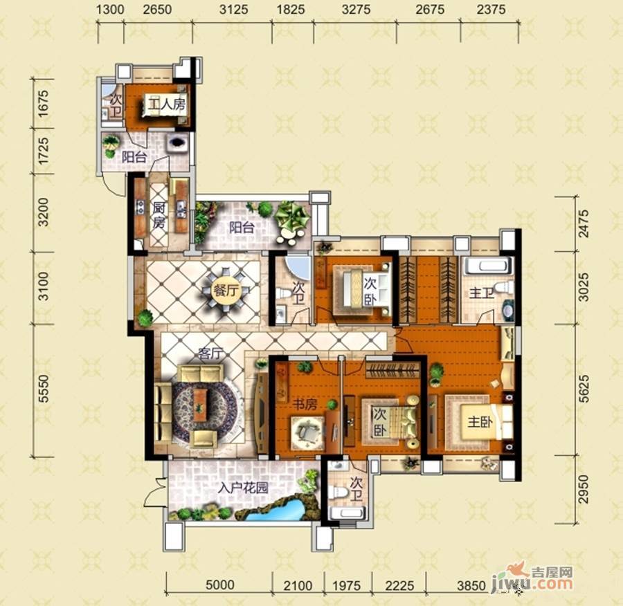 盛世名都二期5室2厅4卫216.3㎡户型图