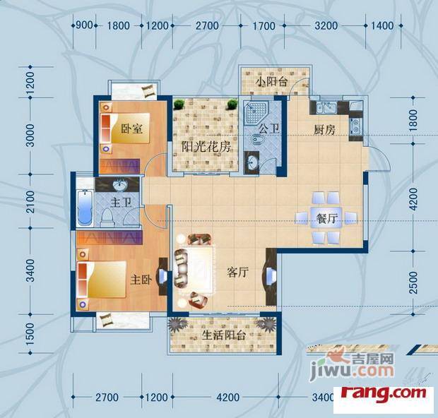 广汇东湖城2室2厅1卫户型图