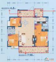 广汇东湖城3室2厅2卫137.3㎡户型图