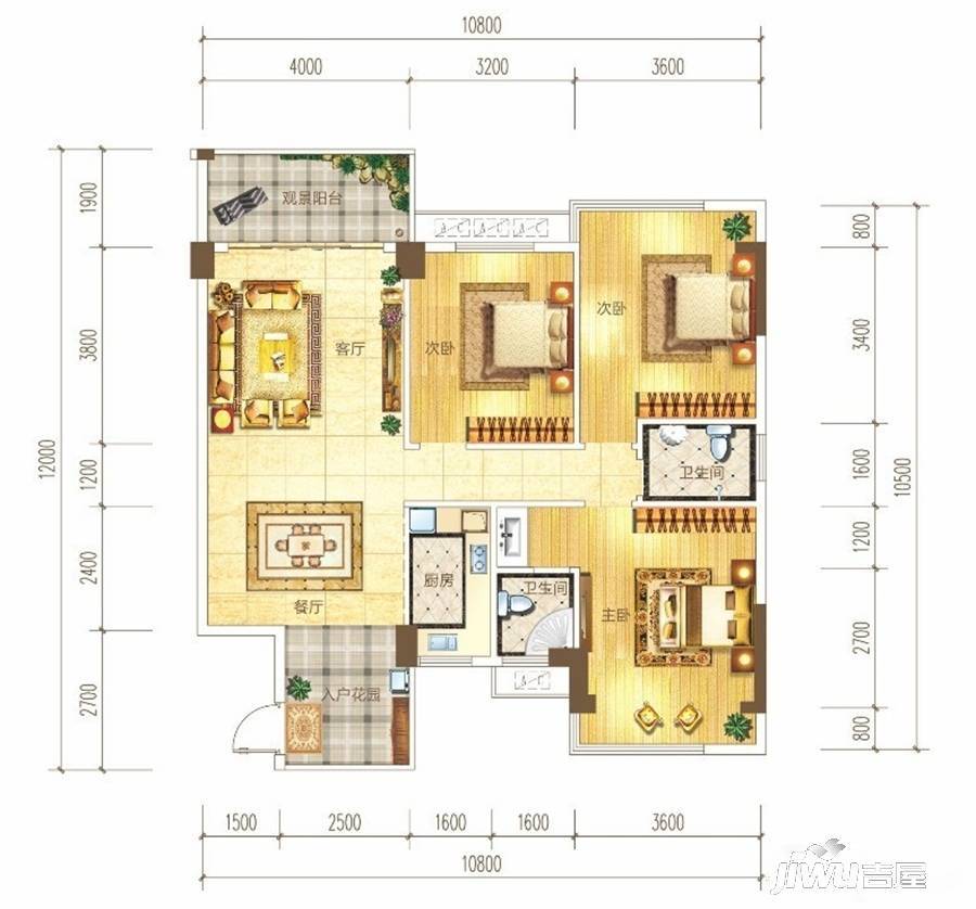 福桂金府大院3室2厅2卫117㎡户型图