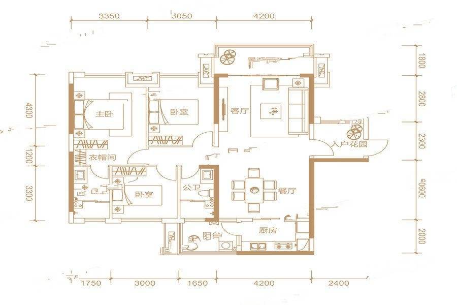 盛世悦城3室2厅2卫123.9㎡户型图