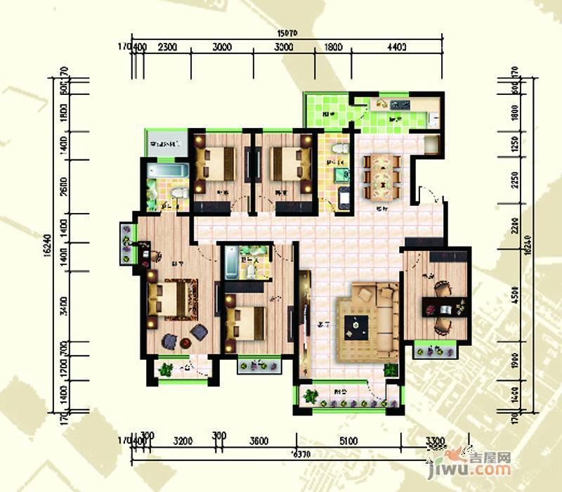 香巴拉家园5室2厅3卫182.8㎡户型图