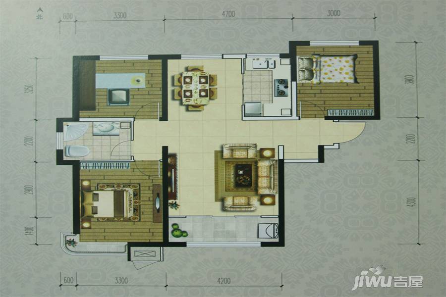 迁安天洋城4代3室2厅1卫118.5㎡户型图