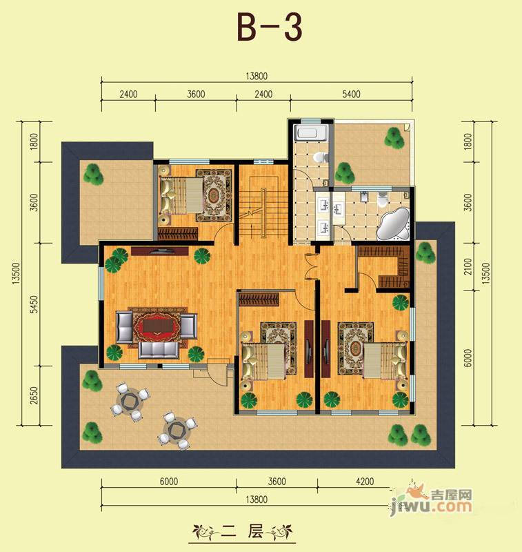 山水美居别墅3室1厅2卫434.5㎡户型图