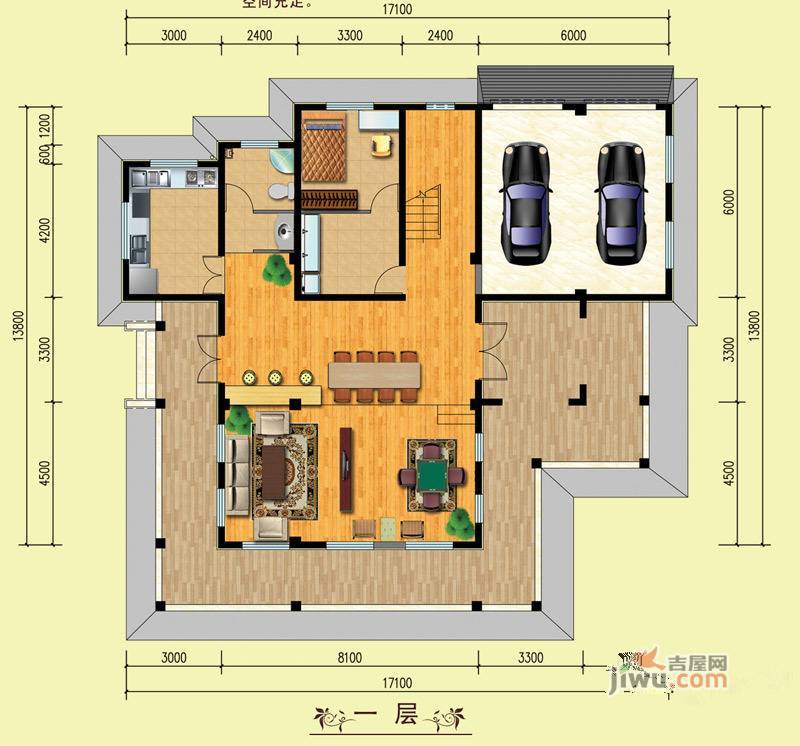 山水美居别墅2室2厅1卫444.1㎡户型图