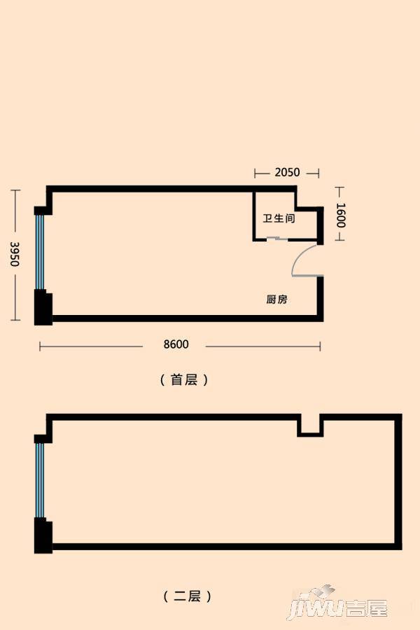 微家自由城1室1厅1卫54.8㎡户型图