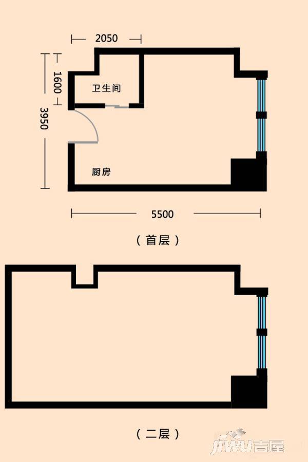 微家自由城1室1厅1卫34.1㎡户型图