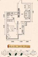 坤拓东方嘉苑1室2厅1卫62.8㎡户型图