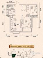 坤拓东方嘉苑2室2厅1卫86.3㎡户型图