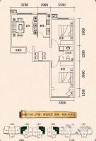 坤拓东方嘉苑2室2厅1卫85㎡户型图