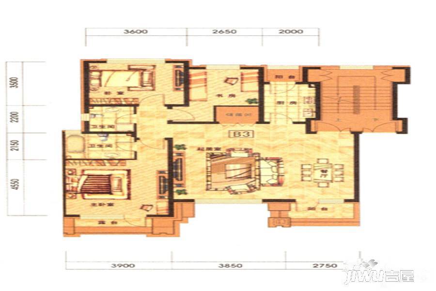 兰庭华府2室2厅2卫123.3㎡户型图