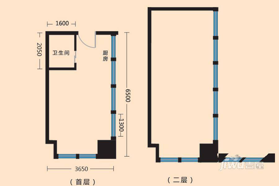 微家自由城1室2厅1卫40.7㎡户型图