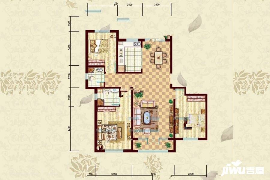 津成广场商铺3室2厅2卫133㎡户型图