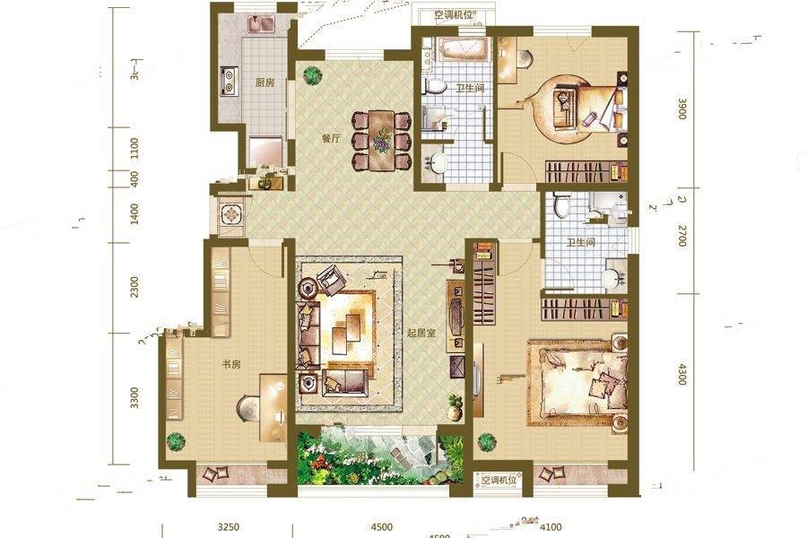 恒泰悦璟府3室2厅2卫140㎡户型图