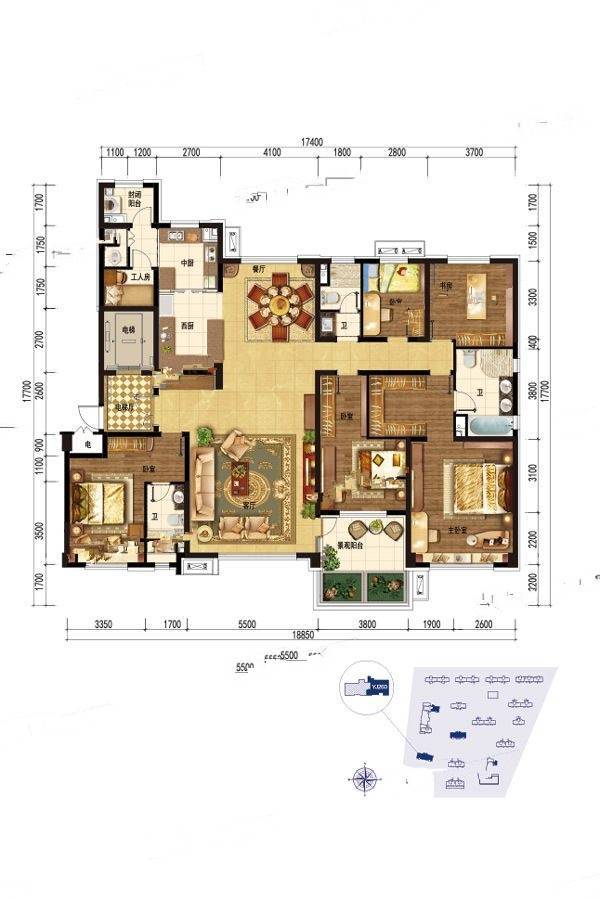 碧桂园天悦湾6室2厅4卫262㎡户型图