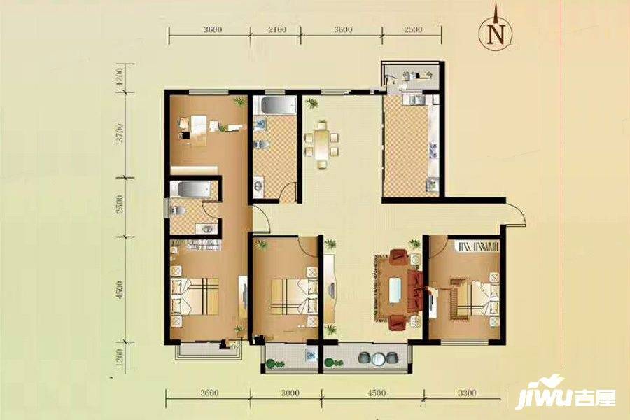 丽景盛园4室2厅2卫182.9㎡户型图