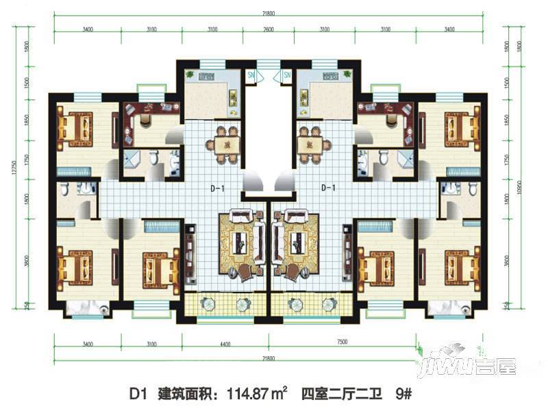 京师华府4室2厅2卫114.9㎡户型图