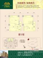 天盛天鹅堡1室2厅1卫户型图