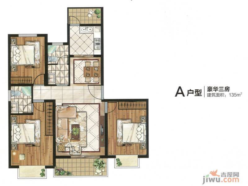 恒隆广场3室2厅2卫139㎡户型图