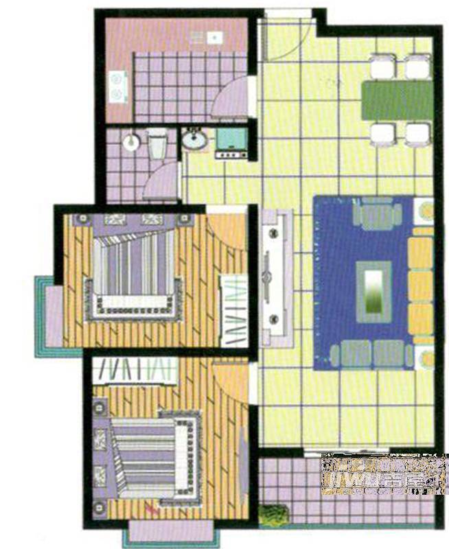 高铁壹號2室2厅1卫92.8㎡户型图