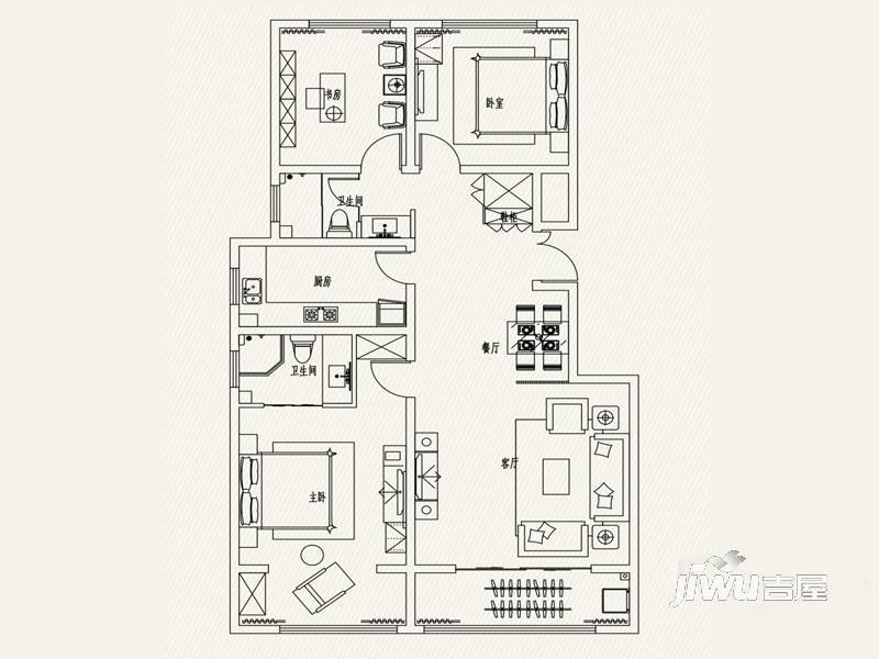 苏秦景园四季3室3厅2卫140㎡户型图