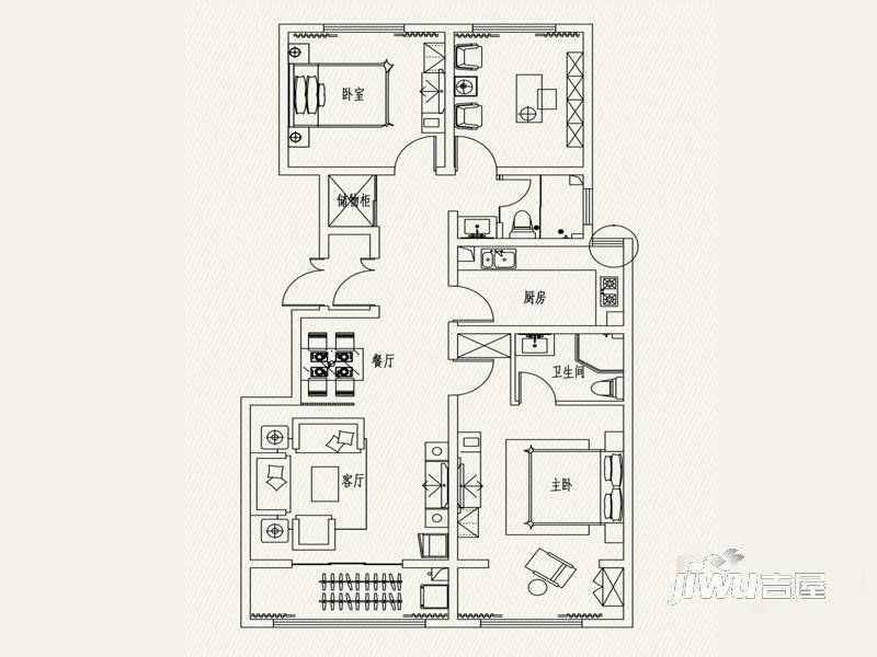 苏秦景园四季3室2厅2卫135㎡户型图