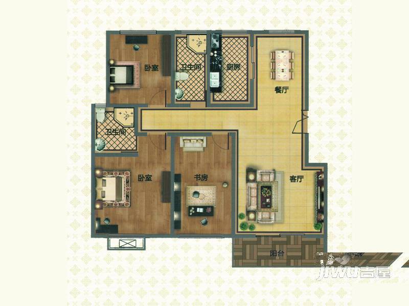 盛世天骄3室2厅2卫139.8㎡户型图