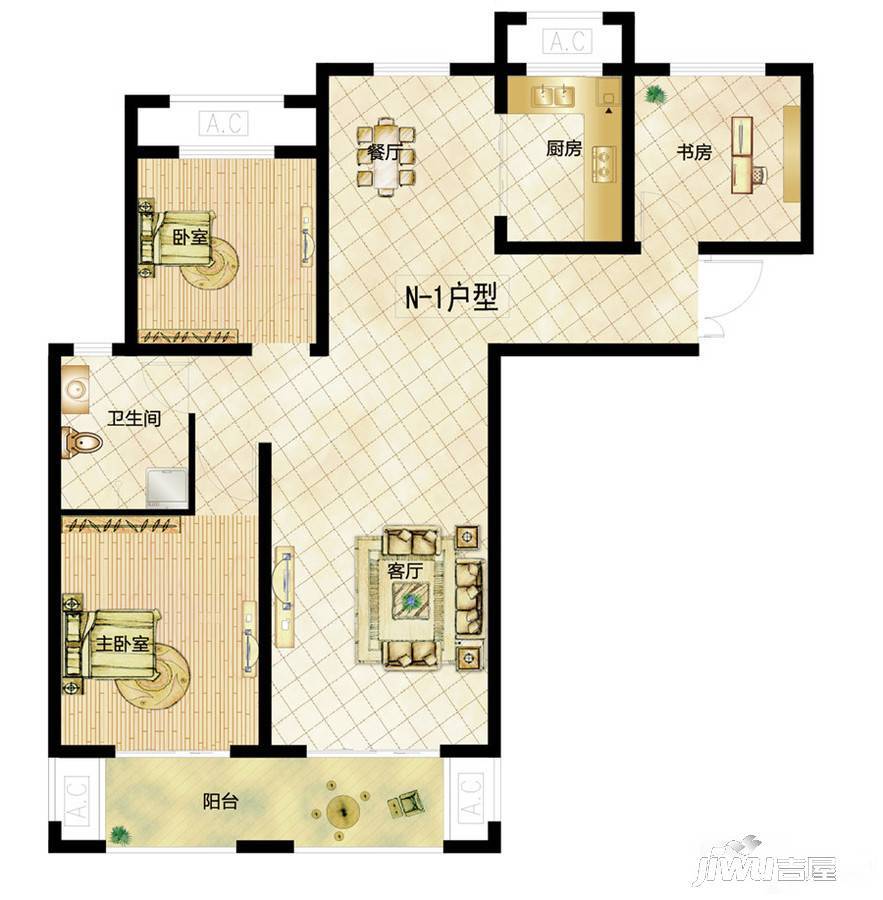 建业壹号城邦3室2厅1卫118.7㎡户型图