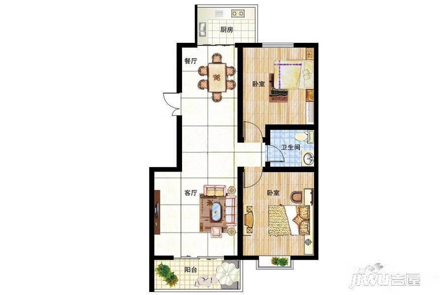 海洋新城2室2厅1卫98.5㎡户型图