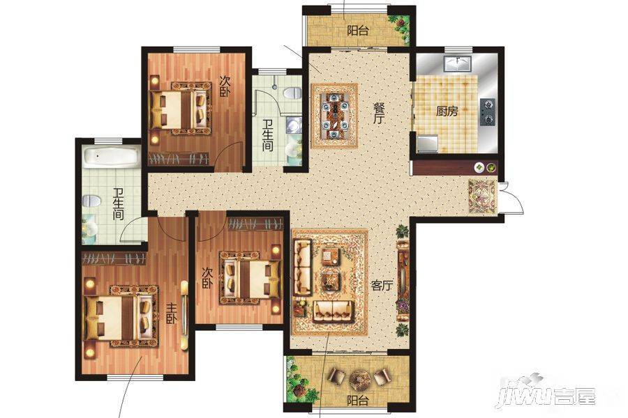 建业森林半岛3室2厅2卫143㎡户型图