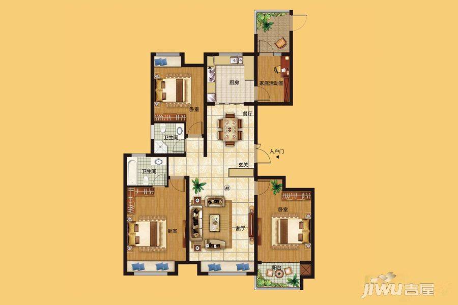 明珠家园4室2厅2卫156.1㎡户型图