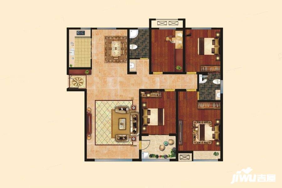 合鑫中央公园4室2厅2卫180㎡户型图