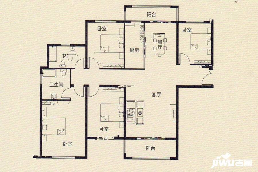 安和苑4室2厅2卫162㎡户型图