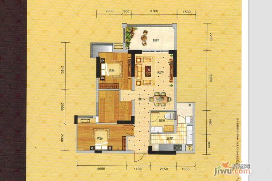 帝景豪庭商铺3室2厅1卫91㎡户型图